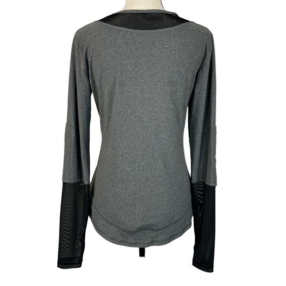X by Gottex Medium Top Mesh Inserts Stretch Long Sleeve Gray Heather Curved Hem - Picture 6 of 9